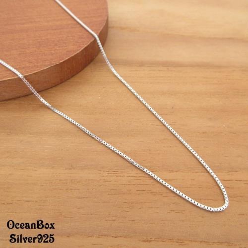 【海洋盒子】50-60cm。百搭細方格義大利925純銀鍊子.項鍊.外鍍專櫃級正白k