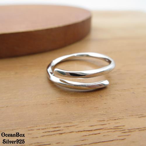 【海洋盒子】精美亮面LUCK幸運925純銀戒指.尾戒.外鍍專櫃級正白K.可調整戒圍