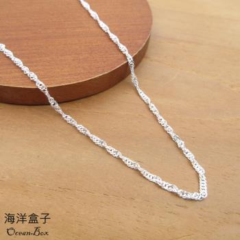 【海洋盒子】3g。2mm寬18吋45cm。粗厚水波龍蝦扣頭足銀999純銀單鍊.項鍊.單戴鍊