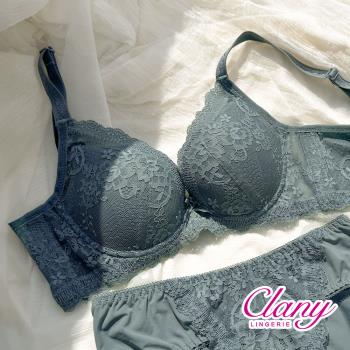 【Clany可蘭霓】澎然心動 石墨烯抑菌軟鋼圈集中包覆BCD蕾絲內衣 綠色 8063-83