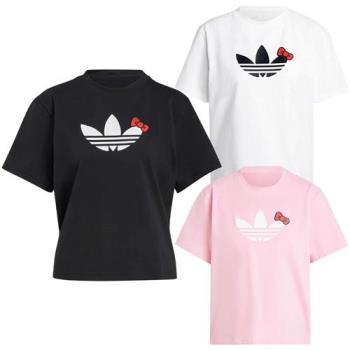 【下殺】Adidas 短袖上衣 女裝 Hello Kitty T恤 黑/白/粉【運動世界】IX7878/IX7880/IX7882