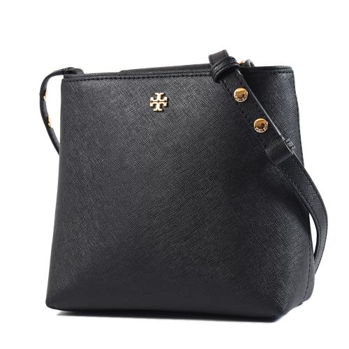 TORY BURCH EMERSON 防刮十字紋肩背/斜背二用水桶包-黑色/小
