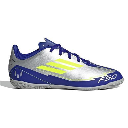 Adidas 足球鞋 大童鞋 F50 Club In J Messi 銀藍【運動世界】IH0922