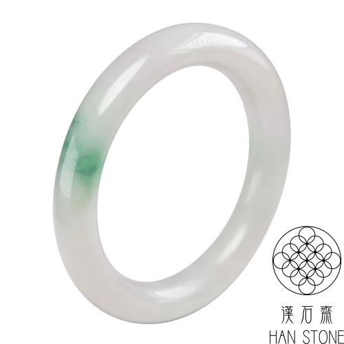 【漢石齋】天然翡翠A貨 圓條手鐲玉鐲 淺紫羅蘭種飄花(手圍18.2/版寬11.2mm)