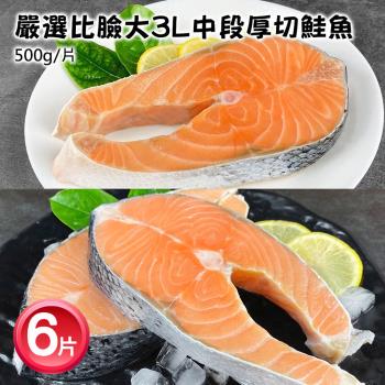築地一番鮮-巨無霸厚切鮭魚中段6片(約500g/片)