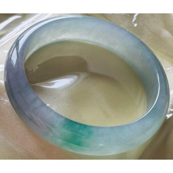 【森茂珠寶】天然翡翠A貨 春帶彩玻冰種翡翠圓鐲