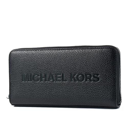 MICHAEL KORS COOPER 男款 壓印LOGO荔枝紋拉鍊長夾-黑色