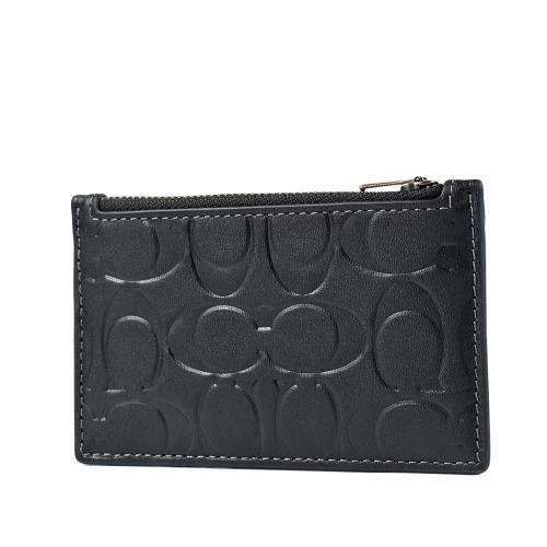 COACH 男款 浮雕LOGO證件/零錢包-黑色