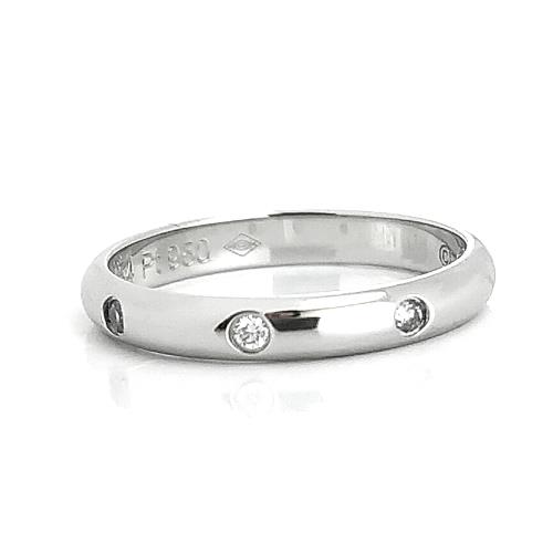 九五成新展示品-Cartier PT950鉑金-1895系列鑲三顆鑽經典婚戒47號