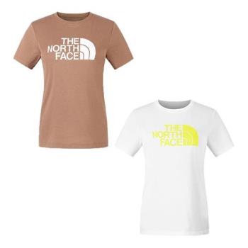 The North Face 北面 排汗短袖上衣 女裝 Logo 奶棕/白【運動世界】NF0A8CK96IH/NF0A8CK9FN4