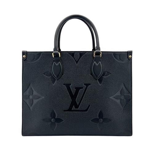 Louis Vuitton OnTheGo MM 全皮手提肩背二用購物袋(M45595-黑)