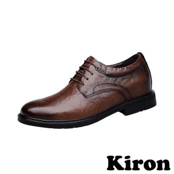 【KIRON】繫帶內增高皮鞋/質感皮紋繫帶內增高紳士皮鞋 男鞋 棕