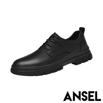 【ANSEL】真皮復古繫帶工裝紳士皮鞋/真皮經典復古繫帶工裝皮鞋 紳士鞋 男鞋 黑