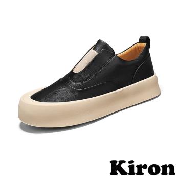 【KIRON】復古厚底懶人樂福鞋/個性復古潮流厚底懶人樂福鞋 男鞋 黑