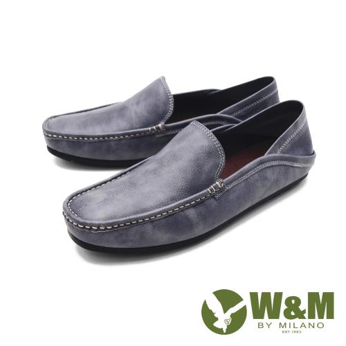  W&M(男)圓頭可踩腳莫卡辛 樂福鞋 開車鞋 男鞋 -灰(另有黑)