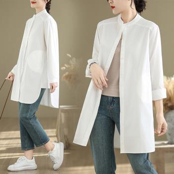 任-【10衣綾】立領寬鬆休閒長袖襯衫女上衣(透氣/舒適/M-2XL/KDTY-2605)