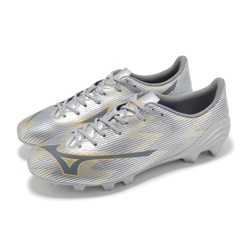 Mizuno 足球鞋 α II SELECT 男鞋 銀 黃 草皮場地 支撐 美津濃 P1GA2565-04