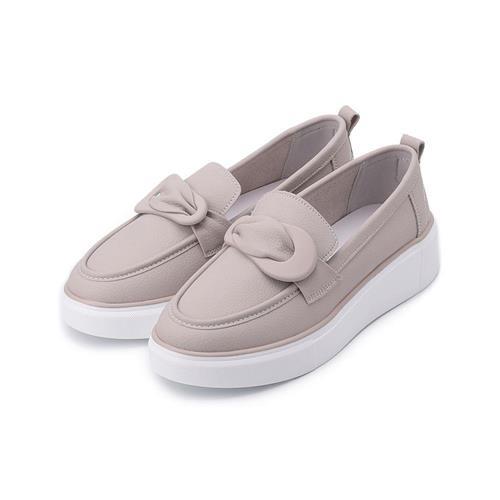 LUZZI 扭結牛皮厚底樂福鞋 芋紫 女鞋 鞋全家福