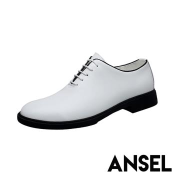【ANSEL】真皮復古英倫風繫帶商務皮鞋/真皮復古英倫風時尚繫帶商務皮鞋 男鞋 白