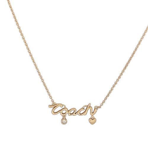 COACH Script 草寫標誌及玻璃水鑽項鍊(金色)