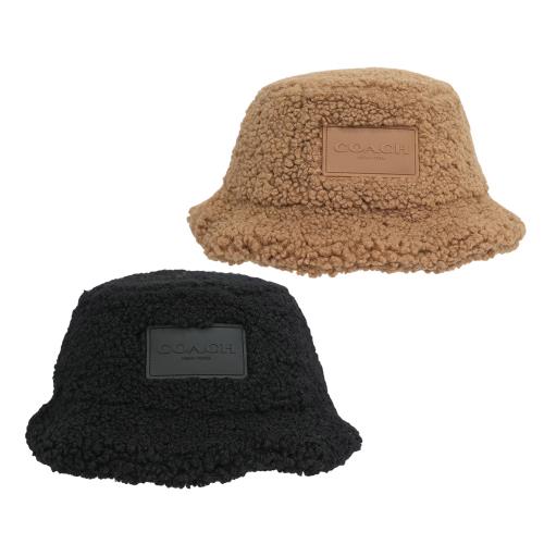 COACH 方形標誌棉質毛絨漁夫帽(任選) CY049