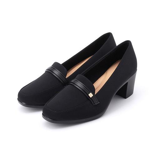 RIN RIN 萊卡布跟鞋 黑 女鞋 鞋全家福