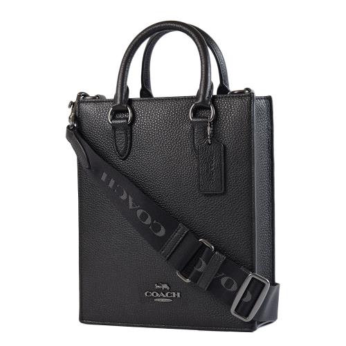 COACH 男款 Dylan 荔枝紋手提/斜背二用包-黑色