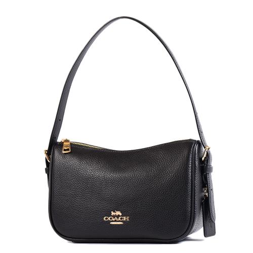 COACH Kailey 荔枝紋練肩背/斜背二用包-黑色