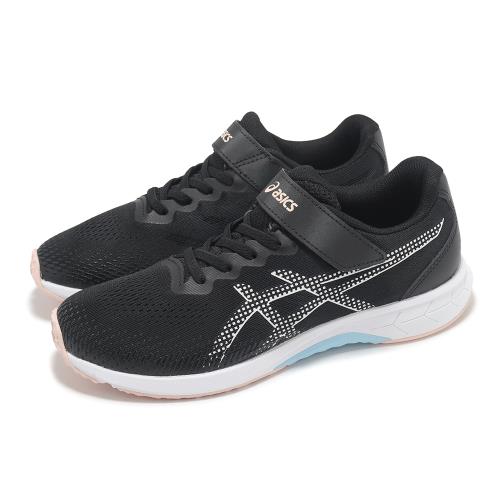 Asics 慢跑鞋 Lazerbeam RJ-MG-G 大童 女鞋 黑 粉 魔鬼氈 運動鞋 亞瑟士 1154A215001