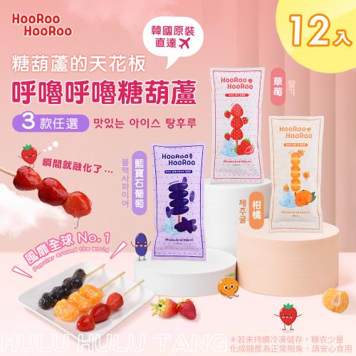 【HOOROO HOOROO】呼嚕呼嚕冰糖葫蘆 草莓/葡萄/柑橘 三款任選 x12入(韓國/甜點/冰品/水果)