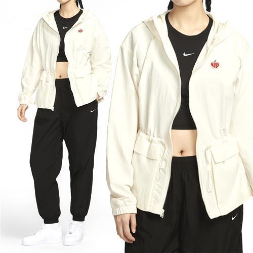 Nike Trend WVN JKT GCEL 女款 米白色 刺繡Logo 休閒 運動 連帽 外套 HV8727-133