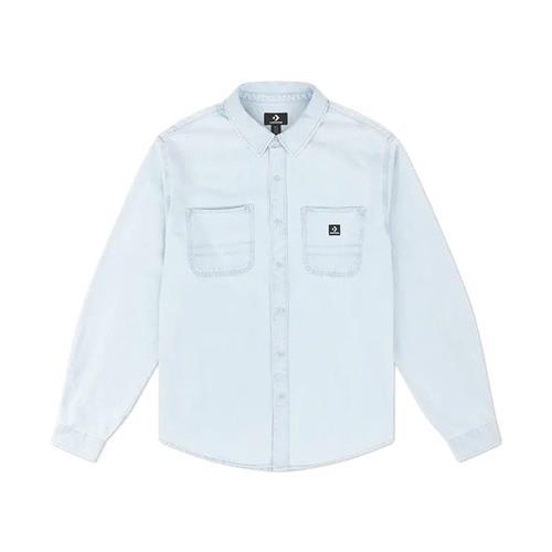 Converse Woven LS Button Down 男款 淺藍色 休閒 襯衫 長袖 10027335-A01