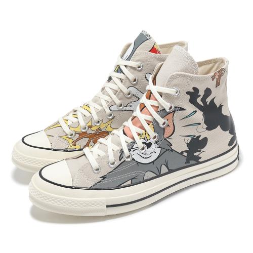 Converse 聯名帆布鞋 Chuck 70 HI 男女鞋 湯姆貓與傑利鼠85周年 休閒鞋 1970 高筒 米白 A15111C
