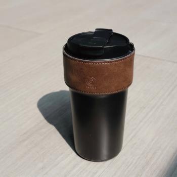 【Cores】皮革兩用保溫隨行杯 (消光黑) 450ml
