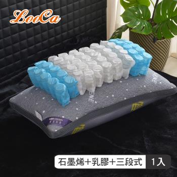 加-【LooCa】石墨烯醒腦枕1入(抗菌+乳膠+三段式獨立筒枕)