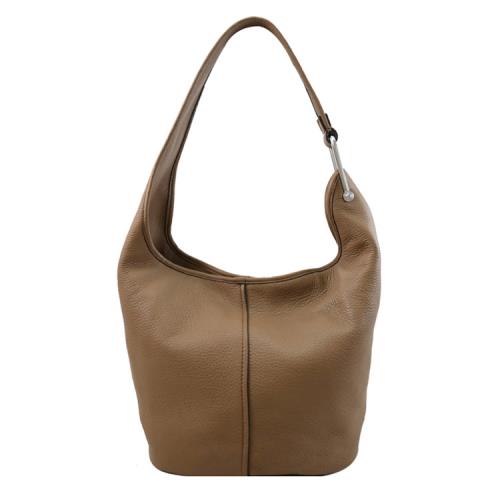 MICHAEL KORS SONNY 經典浮雕LOGO荔枝皮革單肩背包.棕色 