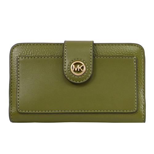 MICHAEL KORS MK CHARM 簡約LOGO簡易零錢中夾/卡包.橄欖綠