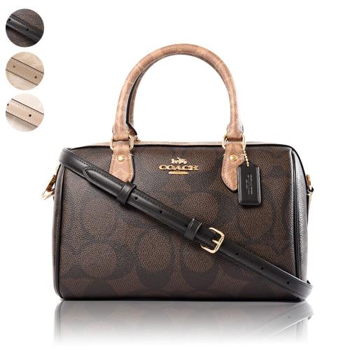 COACH 配色大C/小C防刮皮革手提/斜背二用波士頓包-(新款任選)