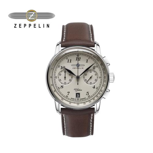 ZEPPELIN 齊柏林 76746 米色錶盤日期窗石英計時錶(男女錶 石英錶 雙眼)