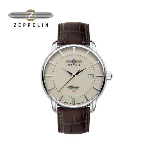 ZEPPELIN 齊柏林 84605 米色夜光錶盤日期窗機械錶(男錶 女錶 機械錶 自動上鍊)