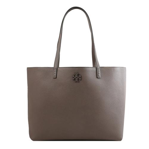 TORY BURCH 152221 Mcgraw 經典LOGO荔枝皮革大托特包.大象灰|手提包/側