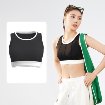 任-【ALLK 歐楷】促銷 胸墊配色韻律瑜珈服上衣 4色(尺寸L-2XL/中大尺碼/運動/健身)