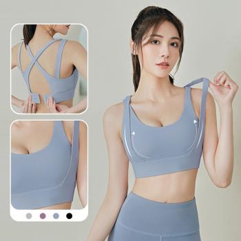任-【ALLK 歐楷】促銷 胸墊排釦韻律瑜珈服上衣 4色(尺寸L-2XL/中大尺碼/運動/健身)