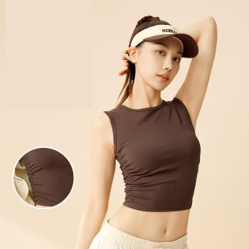 任-【ALLK 歐楷】促銷 螺紋皺褶韻律瑜珈服上衣 3色(尺寸L-2XL/中大尺碼/運動/健身)