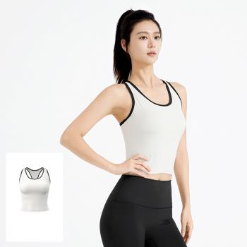任-【ALLK 歐楷】促銷 胸墊配色韻律瑜珈服上衣 3色(尺寸L-2XL/中大尺碼/運動/健身)