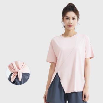 任-【ALLK 歐楷】促銷 下擺開叉韻律瑜珈服上衣 4色(尺寸L-2XL/中大尺碼/運動/健身)