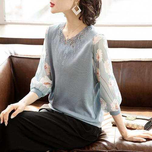 任-【ALLK 歐楷】新品 刺繡針織衫上衣 2色(尺寸F/中大尺碼/涼爽/透氣)