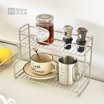 【Store up 收藏】不鏽鋼製 雙層式 簡約瓶罐收納置物架(AD472)
