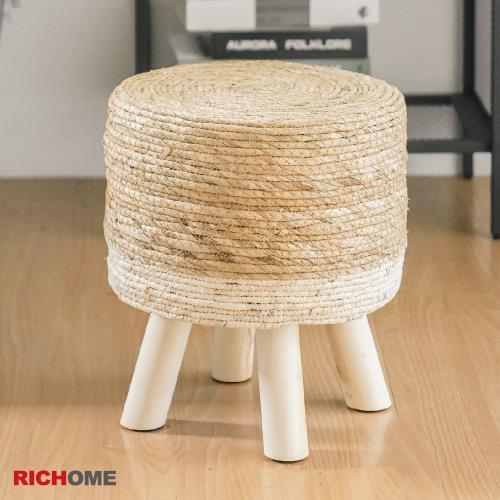 【RICHOME】南洋風藤編小圓凳(1入)