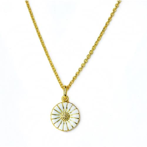 Georg Jensen 喬治傑生Daisy 純銀鍍金白琺瑯雛菊項鍊-11mm|項鍊|ETMall